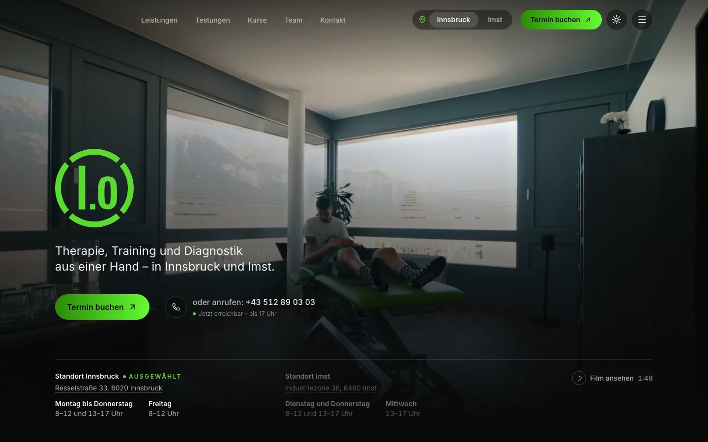 Startseite von Physio 1.0